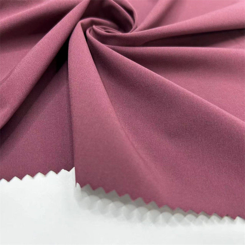 Tecido de tecido liso de poliéster reciclado sustentável 50D Four Way Stretch para roupas esportivas